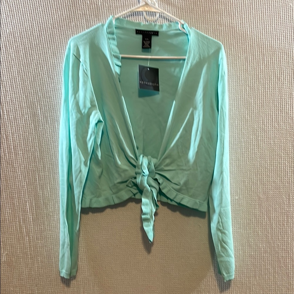 ❤️NWT Apostrophe size xl Mint Green Tie-Front Cardigan